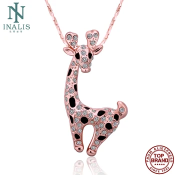 INALIS розово злато планински кристал жираф висулка колие за жени партия популярни изпрати на приятелка, модните колиета 2020-добрите продажби