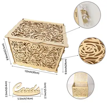 11 модел САМ Wedding Gift Card Box дървена кутия с ключалка красиви сватбени декорации за доставка за съхранение на пари за Рожден Ден