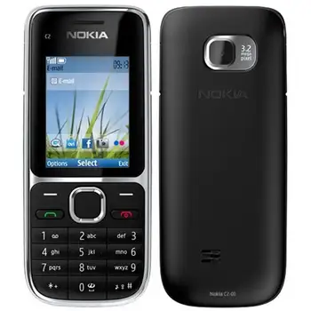 Оригинален Nokia C2 C2-01 отключени GSM мобилен телефон английски и арабски и иврит и руска клавиатура използвани мобилни телефони