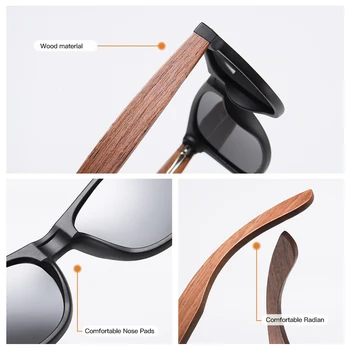Kithdia Environment-Friendly Black Walnut Wood UV400 поляризирани бамбукови слънчеви очила мъжка мода модерен анти-син обектив S7061h