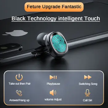 TWS 5.0 Bluetooth слушалки LED1200mAh зарядно устройство ще захранване на скоростната водоустойчиви слушалки с микрофон Безжична спортни слушалки бас