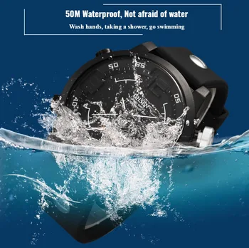 OHSEN мода открит спортен часовник мъжки многофункционален 5 бара водоустойчив син военен цифрови часовници часовници Relogio Masculino