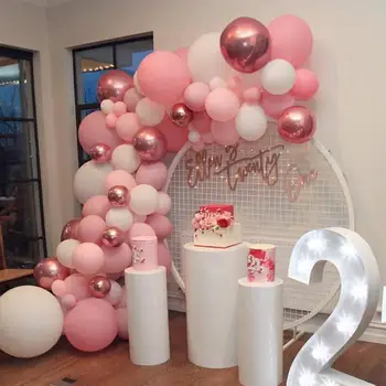 101 САМ топки венец арка комплект rose gold розово бялата топка за бебе душ булчински душ Сватба, Рожден Ден украса