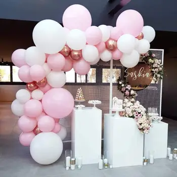 101 САМ топки венец арка комплект rose gold розово бялата топка за бебе душ булчински душ Сватба, Рожден Ден украса