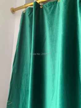 Луксозни Nordic ретро зелен цвят завеса за душ двоен слой кадифе вана завеса със златни куки за баня Душ кабина