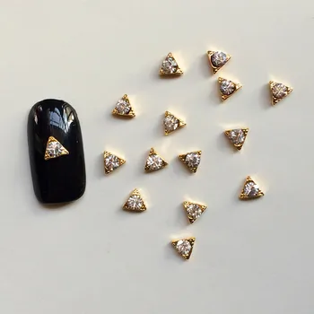 100 бр/пакет Корея 3D маникюр декорации метален триъгълник стил с блясък от кристал нокти части САМ аксесоари за нокти съвети