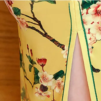 Rada Coco 4 Color Yellow Секси Slim Classic Qipao New Plum Flowers Banquet Рокли Chinese Dress Silk Plus Size 4XL Vintage Qi