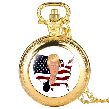 Royal Доналд Тръмп е президент на сувенири колие кварцови часовници джобни американски флаг висулка верига часовници Събиране на подаръци за феновете