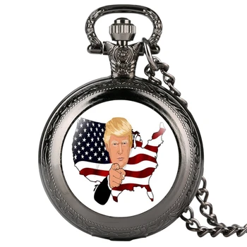 Royal Доналд Тръмп е президент на сувенири колие кварцови часовници джобни американски флаг висулка верига часовници Събиране на подаръци за феновете