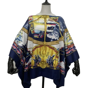 Артистична мода европейската облекло Batwing ръкав коприна блуза, dashiki африканска печатна Дамски връхни дрехи