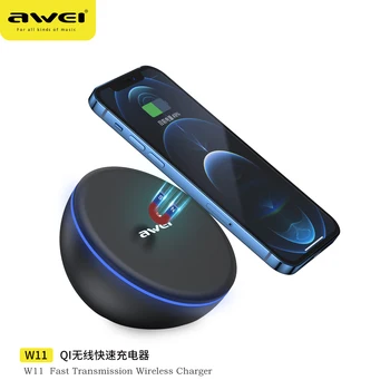 Awei W11 магнитно безжично зарядно устройство Qi Fast Charging 10w поддръжка на смартфони QC3.0 PD