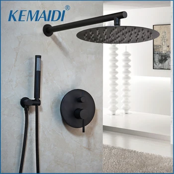 KEMAIDI ультратонкая душ корона черен 8 10 12 инча стенен дъждовна кран за баня комплекти глави ръчен душ комплект