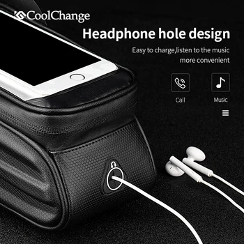 CoolChange 6.5 инчов сензорен екран Велосипедна чанта на предната горна тръба Колоездене МТБ Велосипедна чанта рамка водоустойчив твърд корпус, калъф за телефон чанта