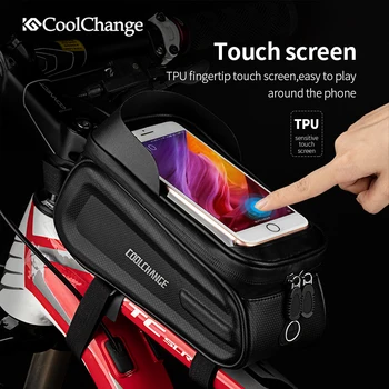 CoolChange 6.5 инчов сензорен екран Велосипедна чанта на предната горна тръба Колоездене МТБ Велосипедна чанта рамка водоустойчив твърд корпус, калъф за телефон чанта