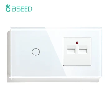BSEED 1/2 / 3Gang 1way Сензорен прекъсвач на ЕС стандартна двойна USB-порт с черно бяло злато Crystal стъклен панел, ключове за осветление