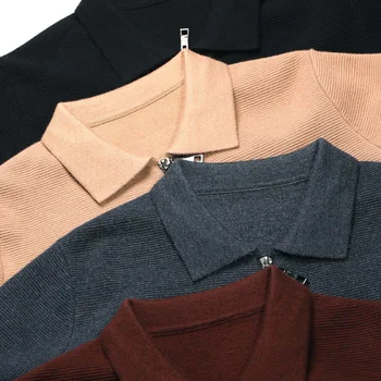 2020 есен нов мъжки вязаный жилетка цвят каки бизнес ежедневни светкавица плътен цвят пуловер, палто мъжки марка дрехи