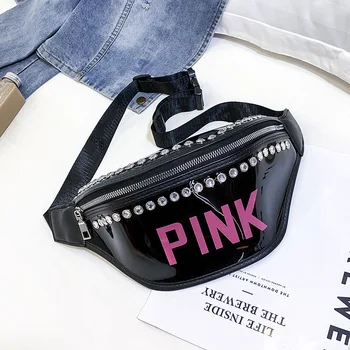 Поясная чанта розови скута чанти, дамски чанти модерен колан прозрачна торбичка плажната дамски Лазерна чанта