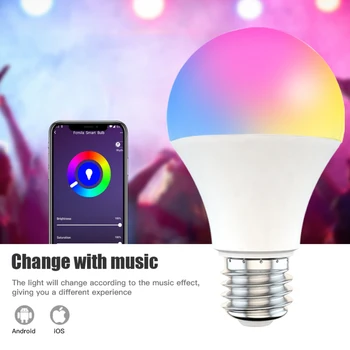 15W WiFi Smart Light Bulb E27 B22 Dimmable RGB+CCT 85-260V Smart Light Bulb гласово управление на работа с Алекса Amazon, Google Home