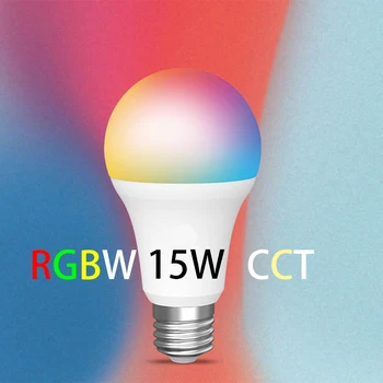 15W WiFi Smart Light Bulb E27 B22 Dimmable RGB+CCT 85-260V Smart Light Bulb гласово управление на работа с Алекса Amazon, Google Home