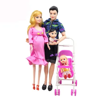Бременна семейство кукли подвижни съчленени играчки за новороденото детска количка за кукла направи си САМ образователни играчки за Детски колички подарък за момичета преструвам играчки