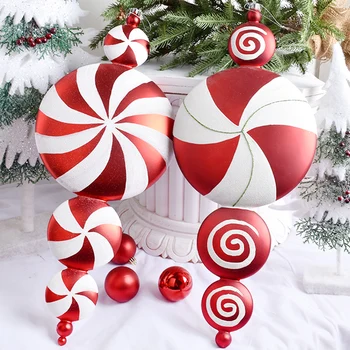 Коледна украса на Коледната сцена местоположение виси украшение 60 см, червено и бяло тиква стил чар сватбен реквизит
