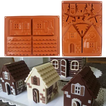 2 бр./компл. 3D Коледа Силиконова форма на човечето къща форма шоколадова торта мухъл направи си САМ 