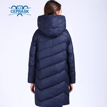 CEPRASK 2020 Нова висококачествена зимно яке дамски плюс размера на дълга женска дебела парк памучни зимно палто с качулка топъл Пух Jac