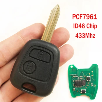 2 бутона 433 Mhz за Citroen Saxo Xsara Picasso, Berlingo пълен дистанционно ключ с ID46 чип ключ на автомобила калъф Fob shell Uncut blade