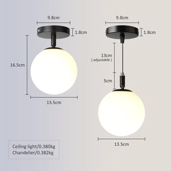 WADBTY Nordic минималистичен модерен през цялата стъклена топка тавана лампа в коридора лампа творчески хол светлини на тавана лампа