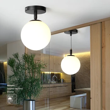 WADBTY Nordic минималистичен модерен през цялата стъклена топка тавана лампа в коридора лампа творчески хол светлини на тавана лампа