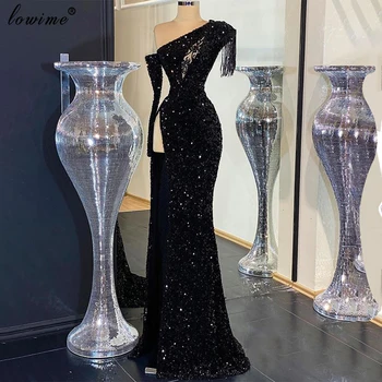 Арабски черни пайети вечерни рокли за жени Party 2021 Dubai Prom Dresses Evening Носете Turkish Couture вечерна рокля