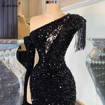 Арабски черни пайети вечерни рокли за жени Party 2021 Dubai Prom Dresses Evening Носете Turkish Couture вечерна рокля