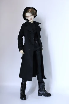 BJD кукла облекло черно двубортный прах палто с колан за 1/3 1/4 BJD DD SD MSD SD17 чичо SSDF кукла облекло, аксесоари