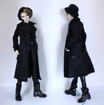 BJD кукла облекло черно двубортный прах палто с колан за 1/3 1/4 BJD DD SD MSD SD17 чичо SSDF кукла облекло, аксесоари