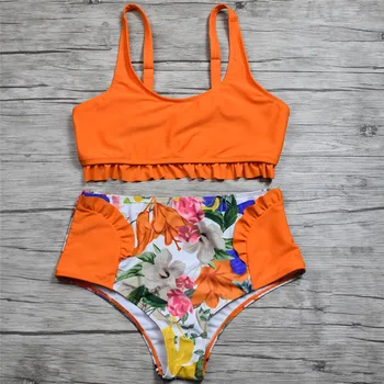Нов Push Up Бикини За Секси Разчорлям Bikini Set 2020 Solid Top Swimwear Цветен Принт Бикини Braziliaanse Sun Bath Бански Костюм За Жени