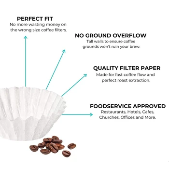 Най-продаваните 500шт 8/12 чаши размер на кафе филтър за къртис уилбър Curtis, Bloomfield, Bunn Coffee Maker Filters - Бял