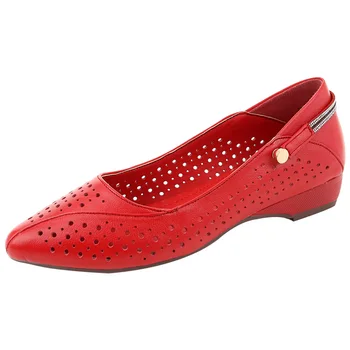 GKTINOO дишаща летни обувки от естествена кожа Woman 2020 Плосък Low Heel Hollow Out Leather Slip On Shoes For Women меки сандали