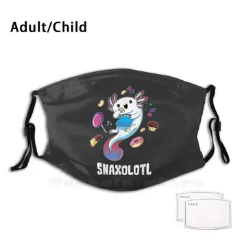 Snaxolotl Смешни Kawaii Axolotl Food Lover Gift Print Washable Филтър Против Прах Mouth Mask Fans Design Коледа Anyone Third