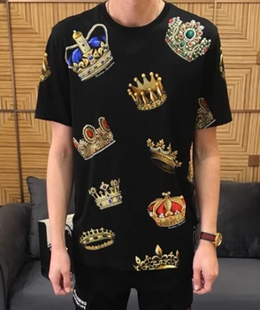 2020 пролет 19ss нова мода пристигане на тениски, crown royal печат на майк за мъже марка дизайнер е известен памук tee