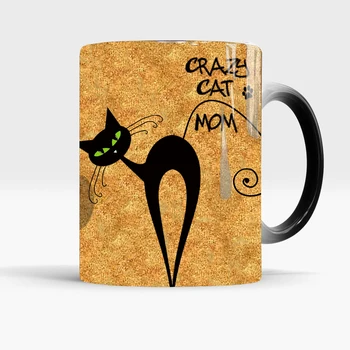 луда котка майка чаша 350 мл магическа керамични чаши кафе новост топлина промяна на цвета на преобразуване чай чаши чаши