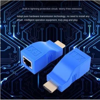Bundwin 4K, HDMI-съвместим разширяване удължител до 30 м над CAT5e / 6 UTP LAN Ethernet кабел RJ-45 портове LAN Network