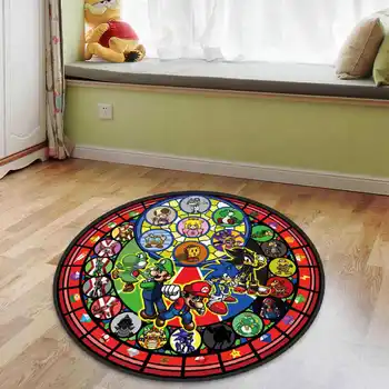 Спалня голяма Супер Марио кръгъл килим, килимче за пода детска стая стол градина подложка за пода мат кухня нескользящий килим 3D килим