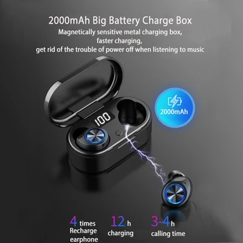 TWS Bluetooth 5.0 слушалки пръстови отпечатъци сензорни безжични слушалки LED екран слушалки слушалки с микрофон за iphone xiaomi