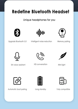 5.0 Bluetooth Безжични слушалки сензорно управление водоустойчив Bluetooth слушалки 9d стерео музика слушалки Слушалки 2020 нов