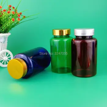 200ml 250ml е Зелена пластмасова бутилка опаковка капсули медицина, сини/червени високо качество на медицински хапчета/контейнер за съхранение таблетки