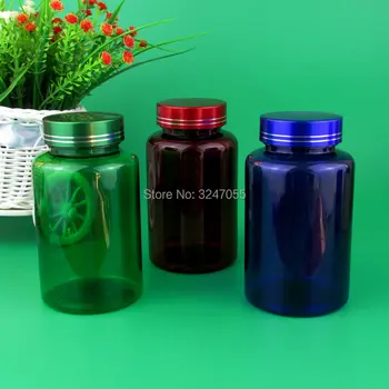 200ml 250ml е Зелена пластмасова бутилка опаковка капсули медицина, сини/червени високо качество на медицински хапчета/контейнер за съхранение таблетки