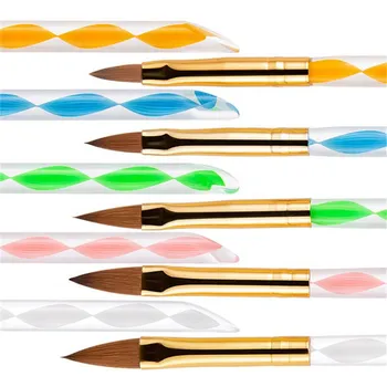 5 бр./компл. Nail Art Brush Set Акрил и UV Гел Builder Живопис Drawing Brushes Pens Cuticle Pusher Tool Colorful Pen маникюр инструменти