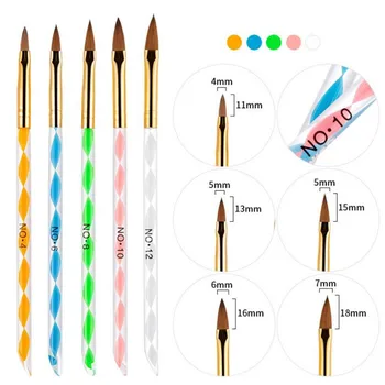 5 бр./компл. Nail Art Brush Set Акрил и UV Гел Builder Живопис Drawing Brushes Pens Cuticle Pusher Tool Colorful Pen маникюр инструменти