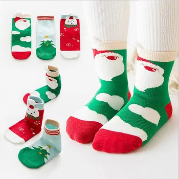 3 двойка/пакет зима Нов стил детски памук коледен чорап от памук детски деца сладък карикатура чорап Calcetines