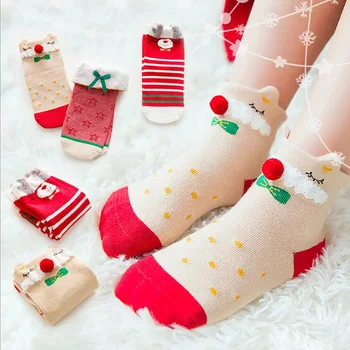 3 двойка/пакет зима Нов стил детски памук коледен чорап от памук детски деца сладък карикатура чорап Calcetines